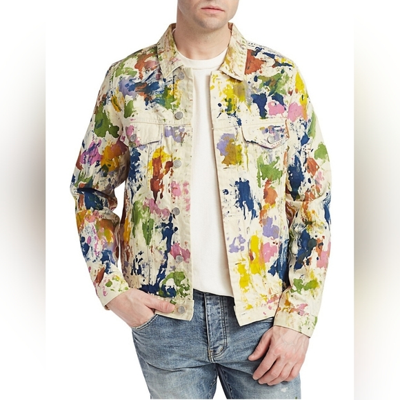 Purple BrandPaint Splatter Denim Trucker Jacket - Picture 3 of 8